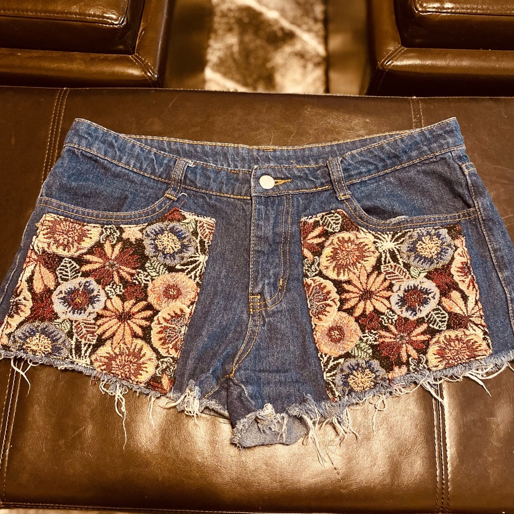 Hayden Floral Embroidered Jean Shorts